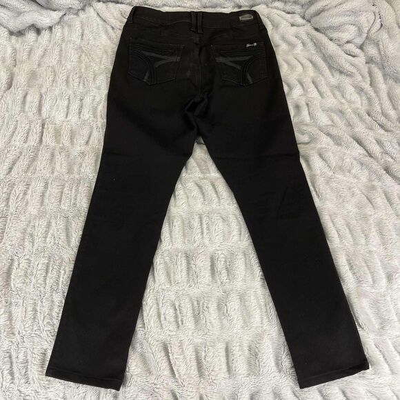 Seven7 Jeans Womens 6 Skinny Black High Rise Stretch Denim Embroidered Pockets - Picture 2 of 12